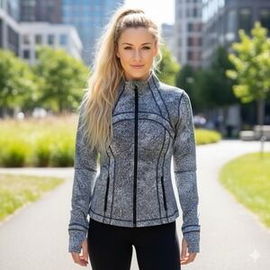 Lululemon Define Jacket Heather Gray Black Full Zip Athletic Gym Women's Size 10